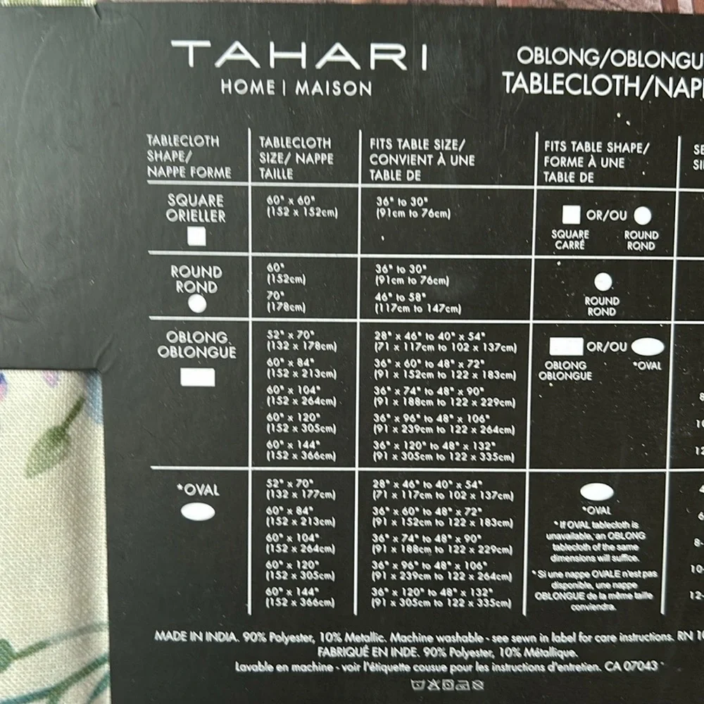Tahari Tablecloth 60”x 104” Spring Garden Easter Eggs Floral New - Picture 2 of 2